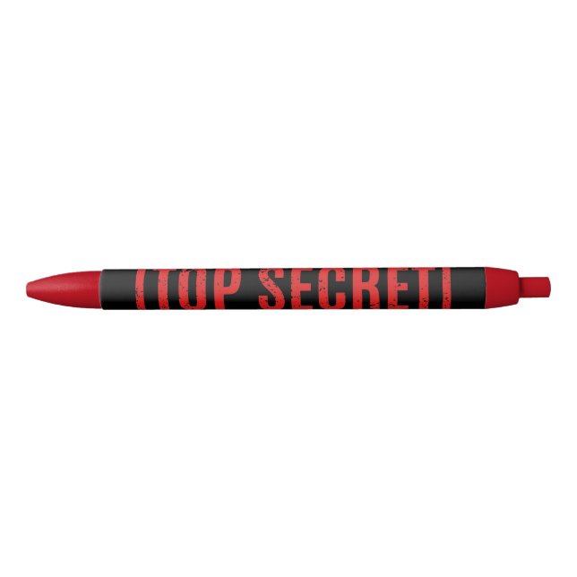 Black Stamped Top Secret Black Ink Pen (Front)