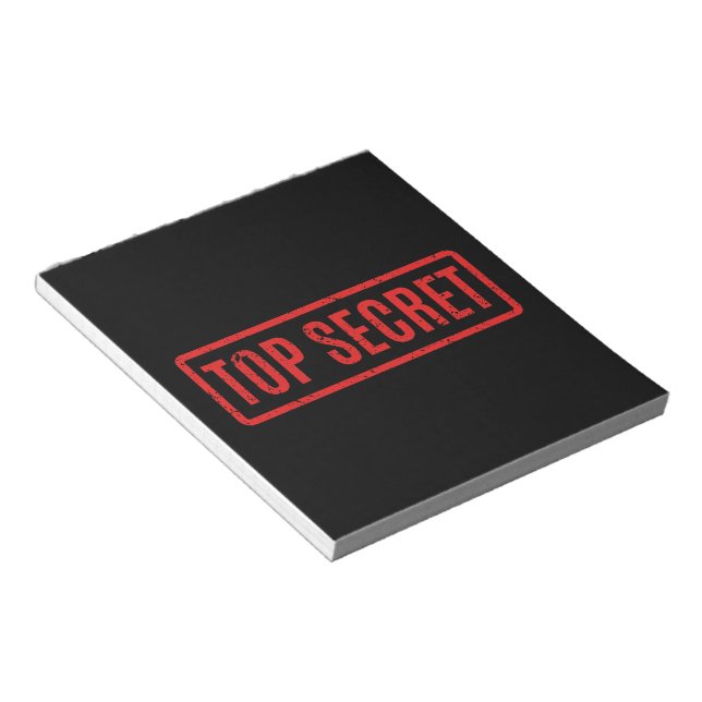 Black Stamped Top Secret Notepad (Angled)