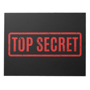 Black Stamped Top Secret Notepad