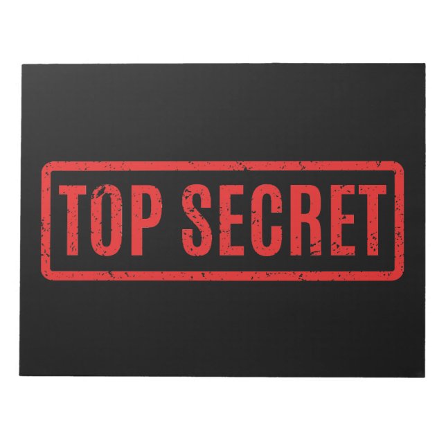 Black Stamped Top Secret Notepad (Front)