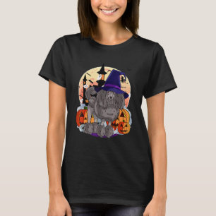 Black Standard Poodle Cute Halloween Witch Pumpkin T-Shirt