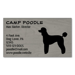Black Standard Poodle Silhouette Magnetic Business Card