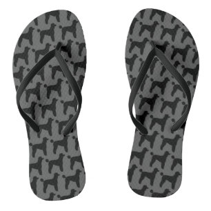 Black Standard Poodle Silhouettes Pattern Flip Flops