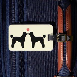 Black Standard Poodle Silhouettes with Heart Luggage Tag