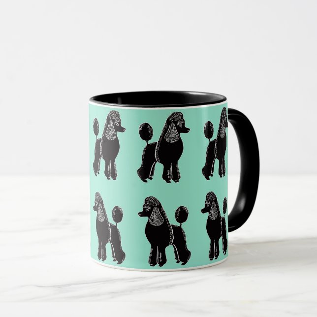 Black Standard Poodles Pattern Mint Mug (Front Right)