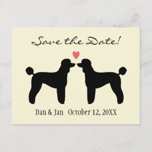 Black Standard Poodles Wedding Save the Date Announcement Postcard