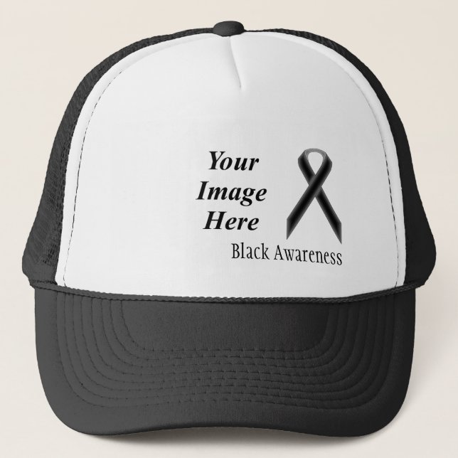 Black Standard Ribbon by Kenneth Yoncich Trucker Hat (Front)