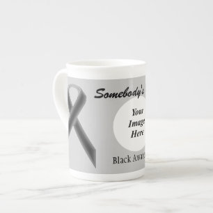 Black Standard Ribbon Template by Kenneth Yoncich Bone China Mug