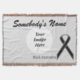 Black Standard Ribbon Template by Kenneth Yoncich Throw Blanket