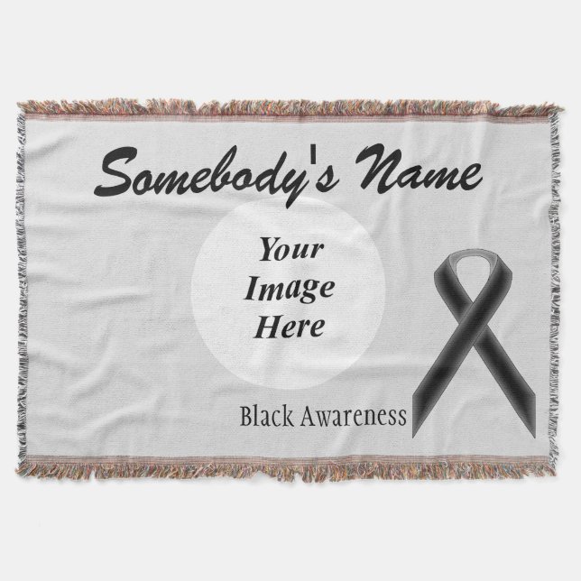 Black Standard Ribbon Template by Kenneth Yoncich Throw Blanket (Front)