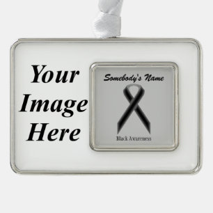 Black Standard Ribbon Tmpl(H-I) by Kenneth Yoncich Silver Plated Framed Ornament