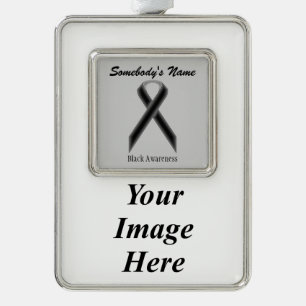 Black Standard Ribbon Tmpl (V-I)by Kenneth Yoncich Silver Plated Framed Ornament