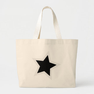 Black Star Bold White Outline Large Tote Bag