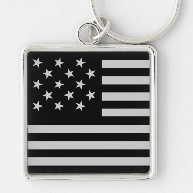 Black Star-Spangled Banner America Flag Key Ring (Front)