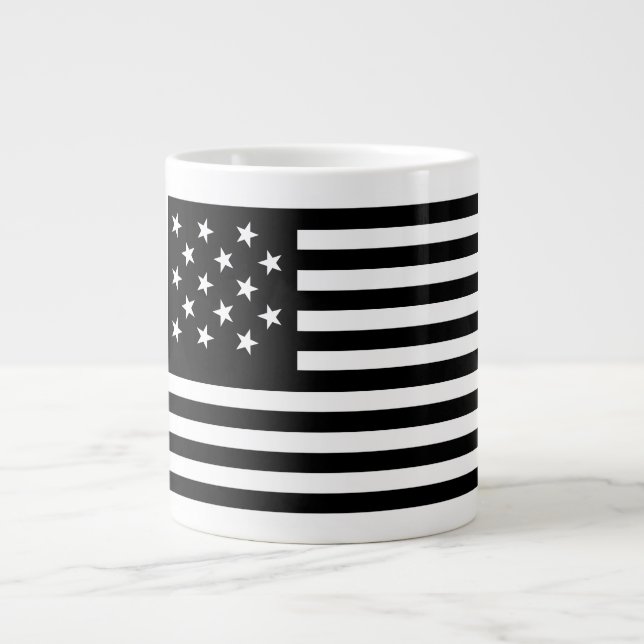 Black Star-Spangled Banner America Flag Large Coffee Mug (Front)