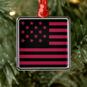 Black Star-Spangled Banner America Flag Metal Tree Decoration