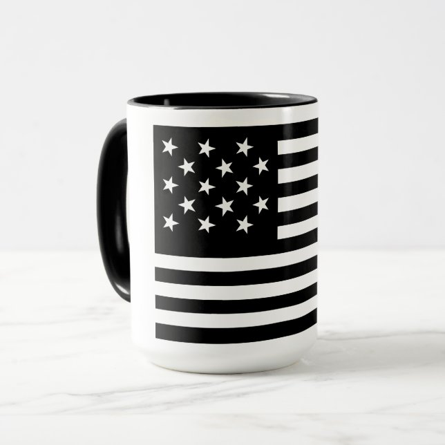 Black Star-Spangled Banner America Flag Mug (Front Left)