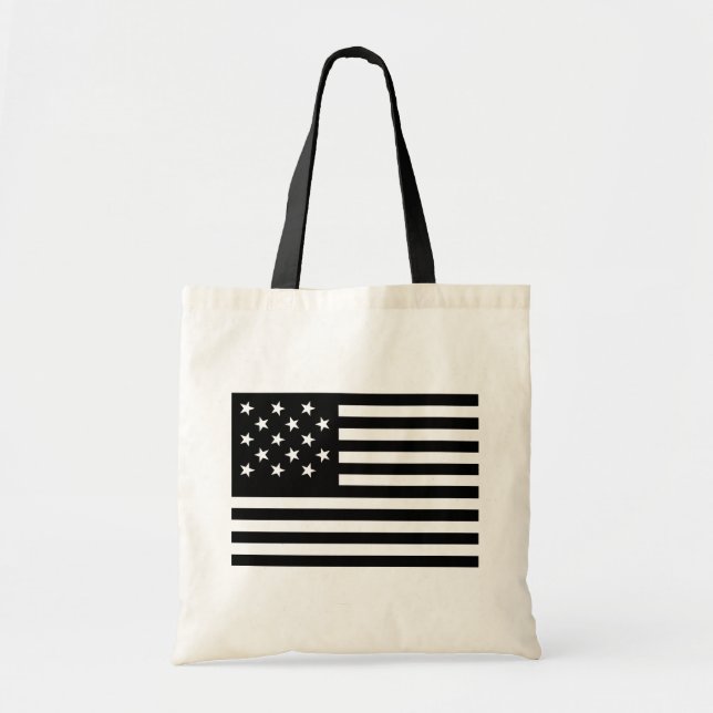 Black Star-Spangled Banner America Flag Tote Bag (Front)