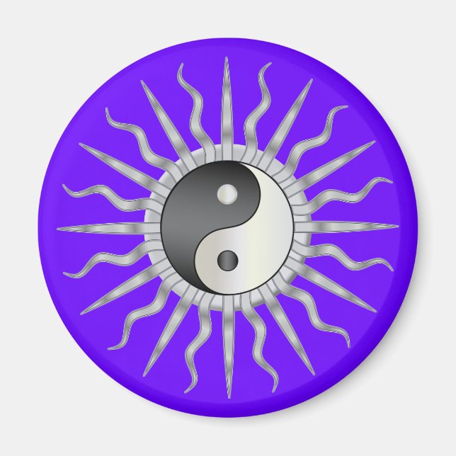 Black Starburst Yin Yang Magnet (Front)