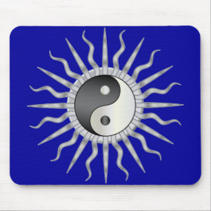 Black Starburst Yin Yang Mouse Mat