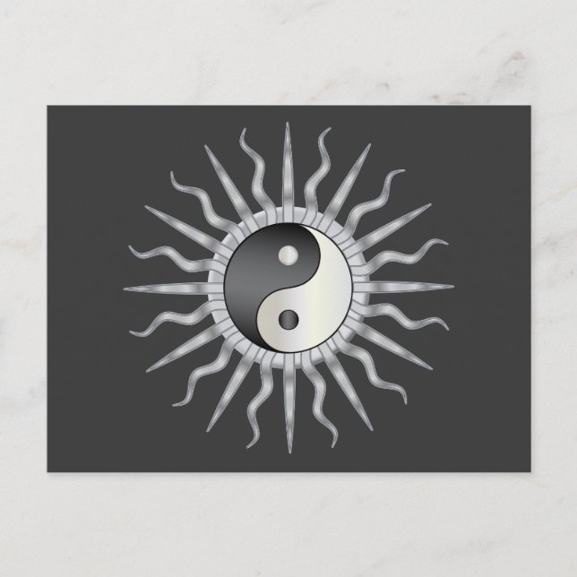 Black Starburst Yin Yang Postcard (Front)