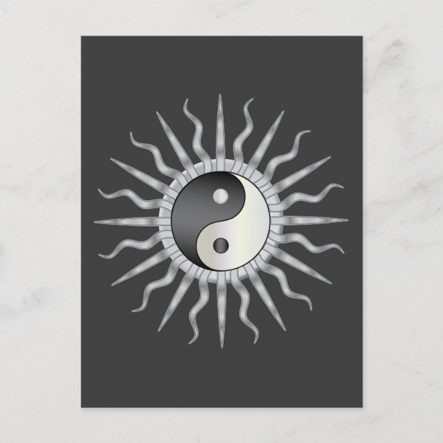 Black Starburst Yin Yang Postcard (Front)