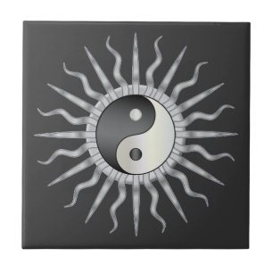 Black Starburst Yin Yang Tile