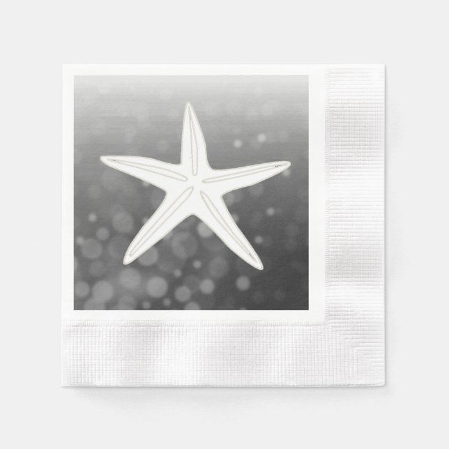 Black Starfish Beach Themed Wedding Napkins (Front)