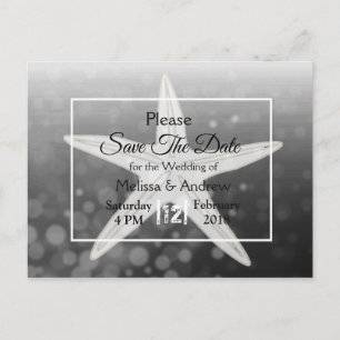 Black Starfish Beach Themed Wedding Save the Date Announcement Postcard