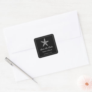 Black Starfish Save the Date Square Sticker