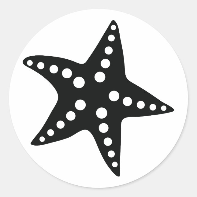 Black Starfish Stickers for Tropical Beach Theme (Front)
