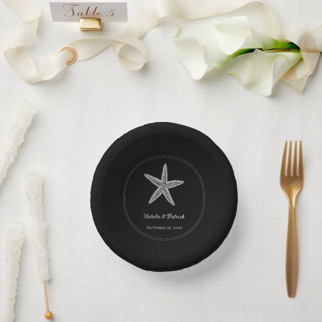 Black Starfish Wedding Paper Bowls Paper Plate (Wedding)