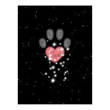 Black Starlight Pink Heart Dog Paw Print Pet Name