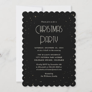 Black Starry Christmas Party Invitation