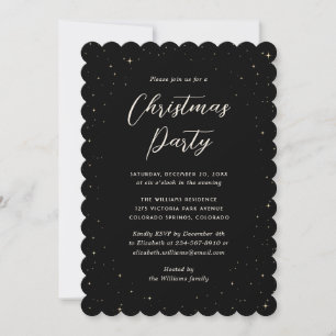 Black Starry Christmas Party Invitation