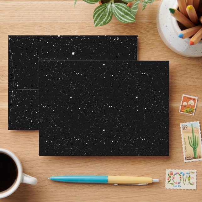 Black Starry Night Sparkles Envelope (Desk)
