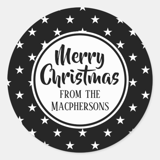 Black Stars Christmas Stickers (Front)