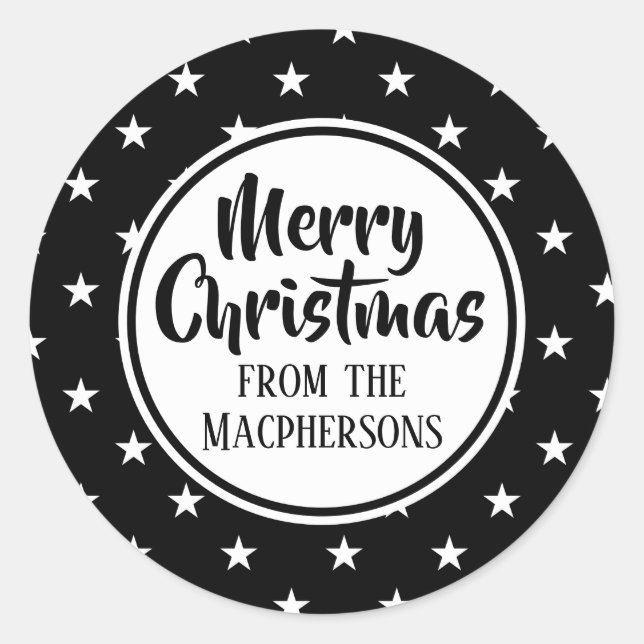 Black Stars Christmas Stickers (Front)