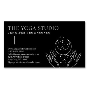 Black Stars Moon on Hands Spiritual Magnetic Business Card