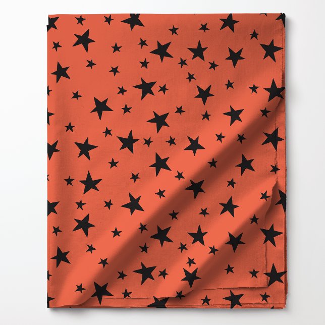 Black Stars on Orange Halloween Party Fabric (Creator Uploaded)