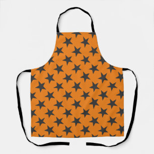 Black Stars on Pumpkin  Apron