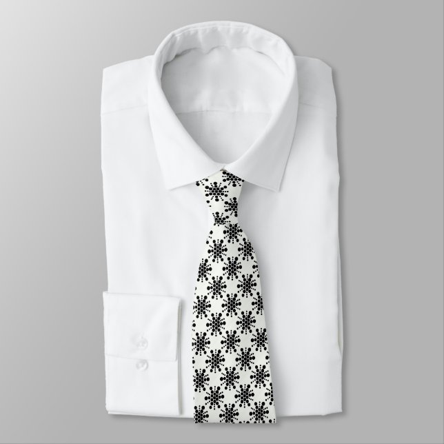 Black stars on white tie (Tied)