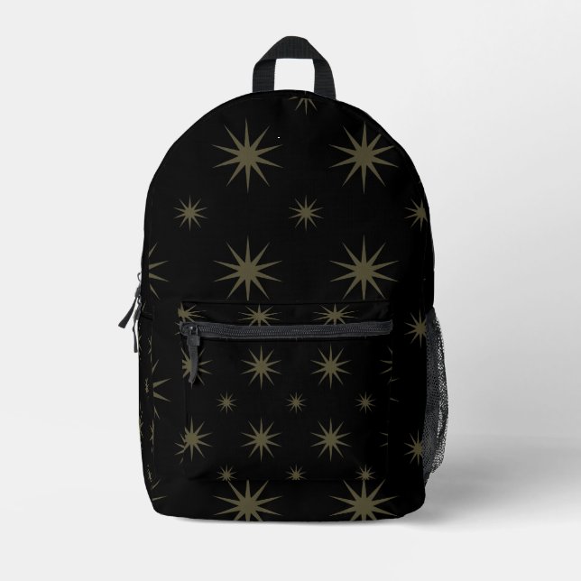 Black Stars Pattern Pastel Constellation for Kids Printed Backpack (Front)