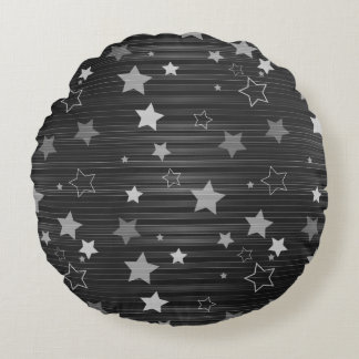 Black Stars Pattern Round Cushion