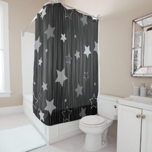 Black Stars Pattern Shower Curtain