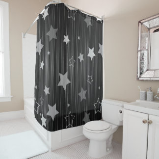 Black Stars Pattern Shower Curtain