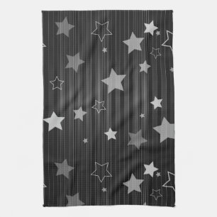 Black Stars Pattern Tea Towel
