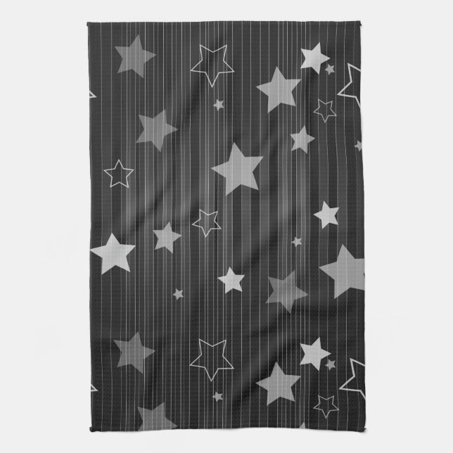 Black Stars Pattern Tea Towel (Vertical)