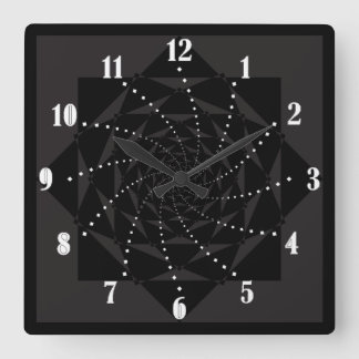 black stars square wall clock