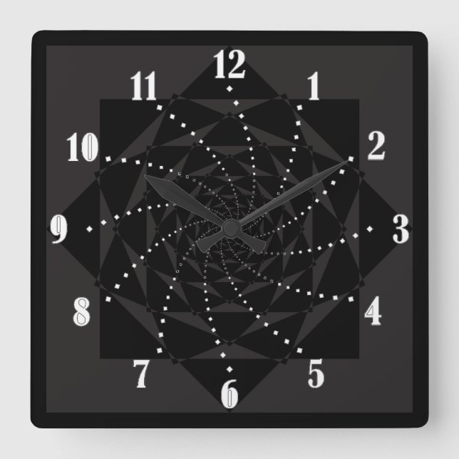 black stars square wall clock (Front)